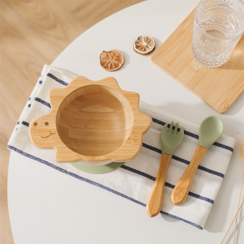 Bamboo Cutlery Set - Peralatan makan kayu bayi Set dinosaurus